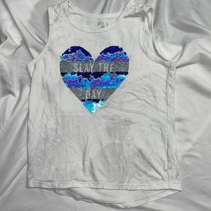 Athletic girls Slay the Day Sequin Heart Tank top